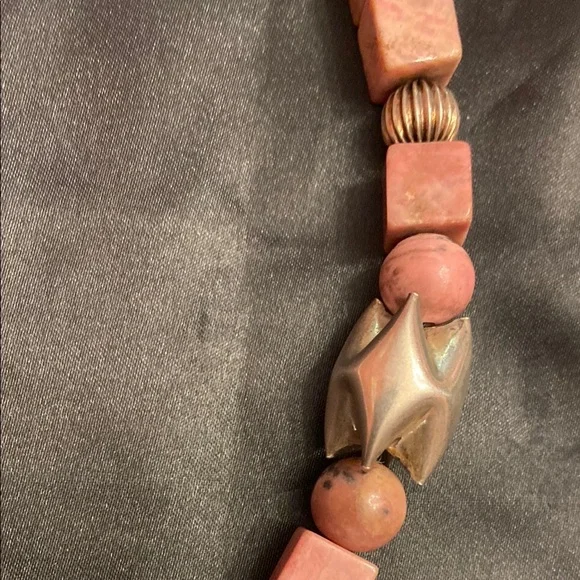 Vintage Sterling Silver Heart Pendant and Pink Stone Necklace - Picture 9 of 16